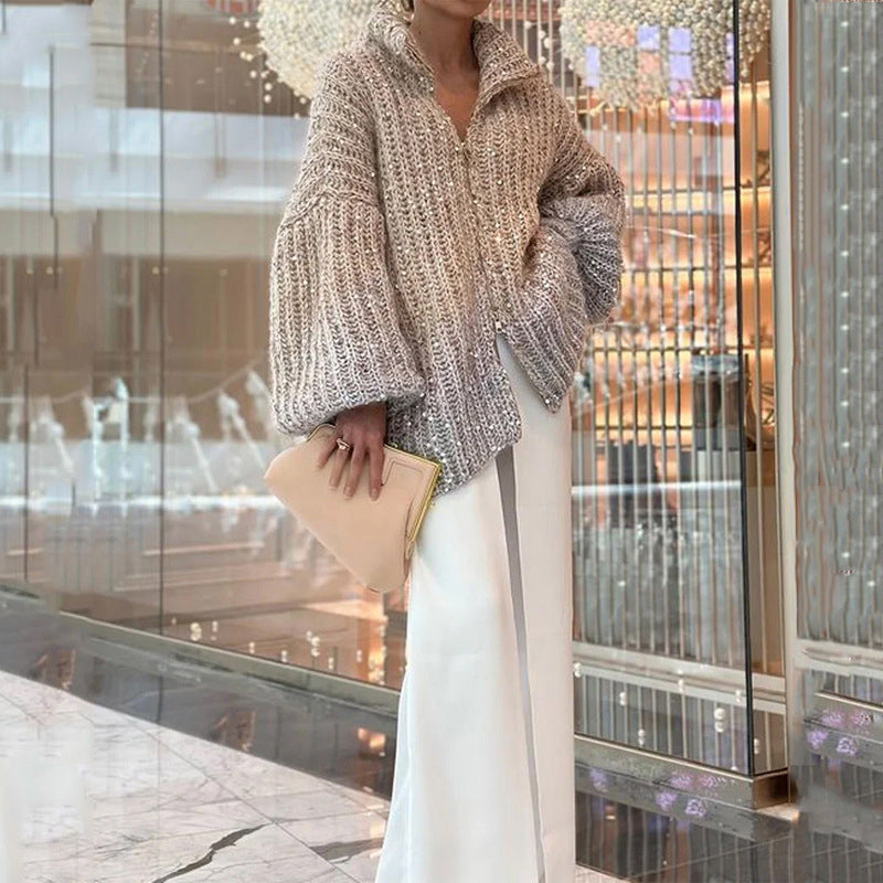 Maglione lavorato a maglia con paillettes uniche
