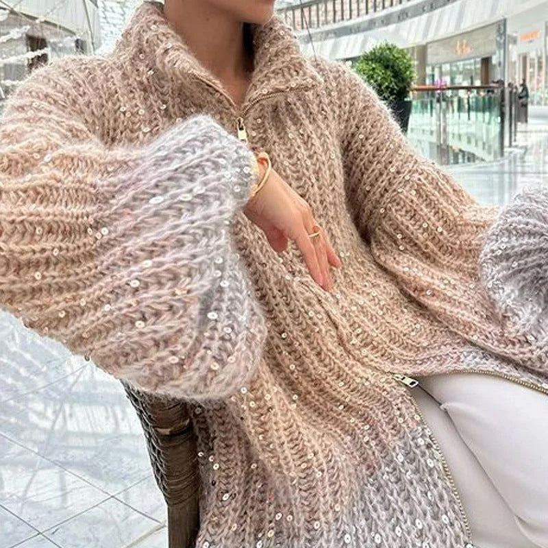 Maglione lavorato a maglia con paillettes uniche