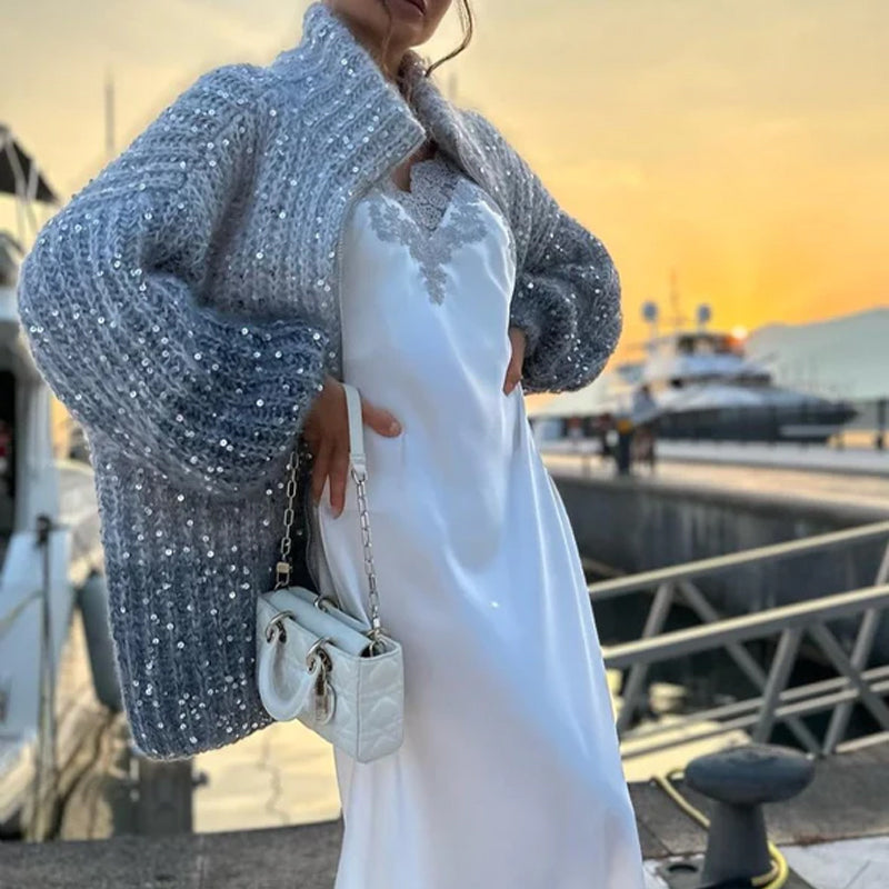 Maglione lavorato a maglia con paillettes uniche