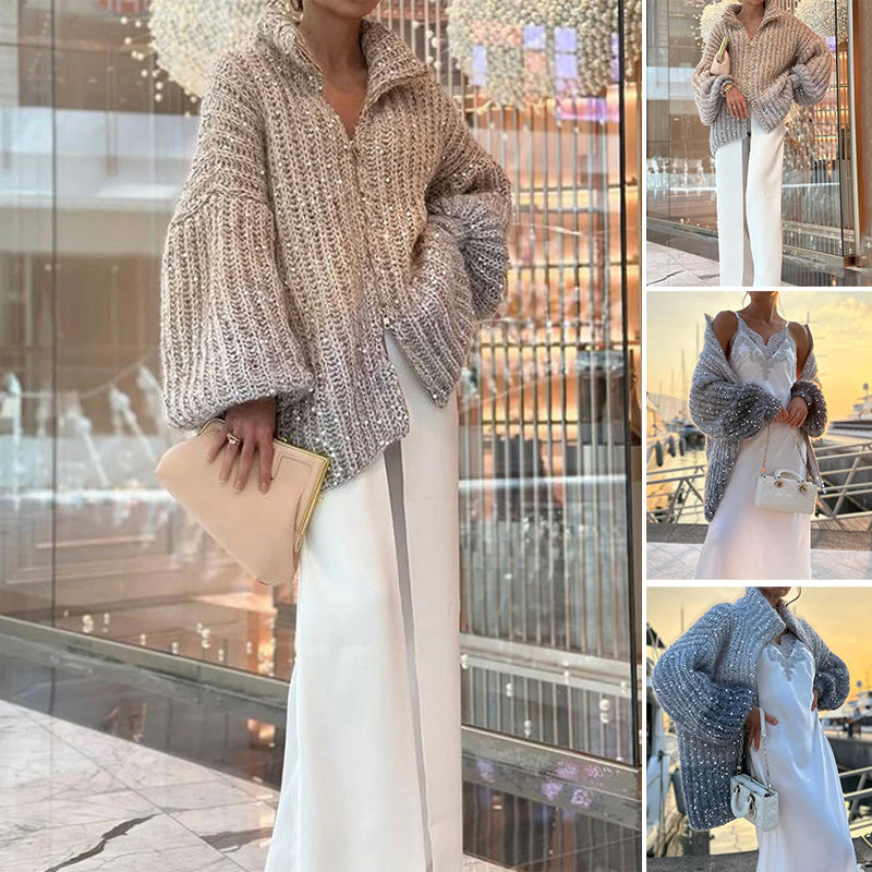 Maglione lavorato a maglia con paillettes uniche
